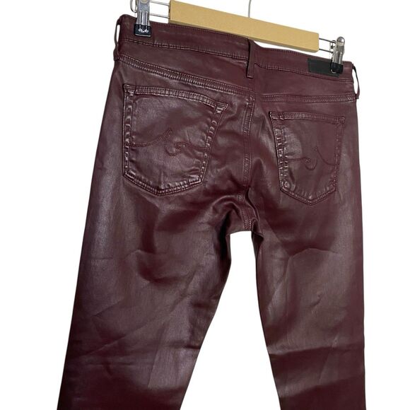 AG Adriano Goldschmied Pants Womens 27 Red Wine Legging Ankle Faux Leather NEW - Picture 9 of 13